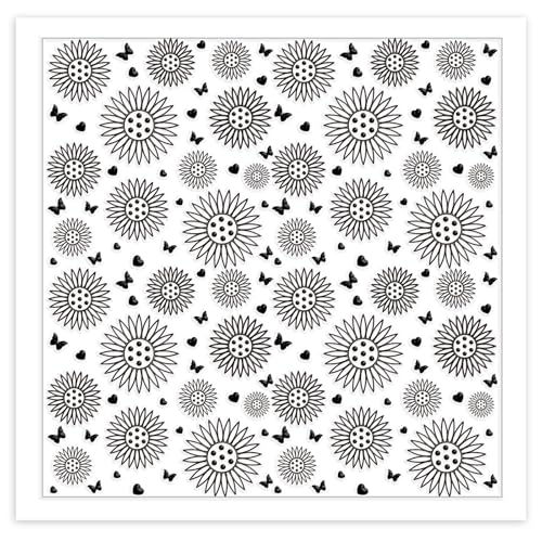 CHGCRAFT Sunflowers Polymer Clay Texture Sheets Butterfly Silicone Texture Stamp Love Heart Clay Texture Mat Modeling Pattern Pad Texture Sheets for Jewelry and Clay Earrings Tools, 5.5x5.5 inch - style: Butterfly and Sunflower