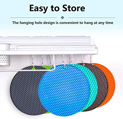 5 Pack Extra Thick Silicone Trivets Heat Resistant Pot Holder and Oven Mitts,Trivets for Hot Dishes,Nonslip Insulation Honeycomb Rubber Hot Pads for Countertop,Multi-Purpose & Flexible Mats,BK - color: Black