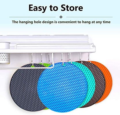 5 Pack Extra Thick Silicone Trivets Heat Resistant Pot Holder and Oven Mitts,Trivets for Hot Dishes,Nonslip Insulation Honeycomb Rubber Hot Pads for Countertop,Multi-Purpose & Flexible Mats,BK - color: Black