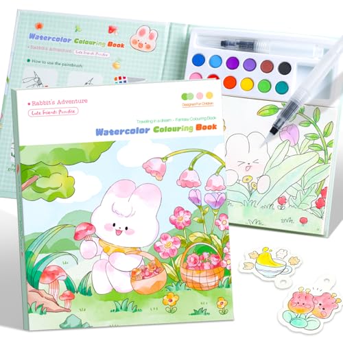 Paint with Water Coloring Books for Kids Ages 3-5, 4-8 – Cute Coloring Book for Teens,Arts and Crafts for Kids Ages 3 4 5 6 7 8+, Birthday Gift Toys for Girls Boys,Travel Toys -Rabbit - color: Rabbit（Greenish-blue）