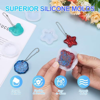 KISREL UV Resin Jewelry Making Kit, 200g Crystal Clear Resin with Light and Molds, DIY Jewelry Making Kit, Resina Starter Kit for Keychain and Earring - size: UV200g+8Lamp Beads