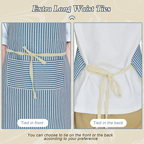 ATROPOS 2 Pack Aprons for Women with Pockets, Waterproof Cooking Aprons for Women, Adjustable Bib Apron Chef Aprons Painting Apron for Kitchen,Cooking,Baking,BBQ,Cleaning,Painting - color: Red /Blue Stripes