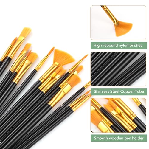 AROIC Acrylic Paint Brush Set,1pack/15pcs Nylon Hair Acrylic Painting Brush,Watercolor Rock Face Painting Brush, Artist Craft Brush Supplies, Paint Brush Set for All Purposes Children Adult Painting. - size: 15pcs