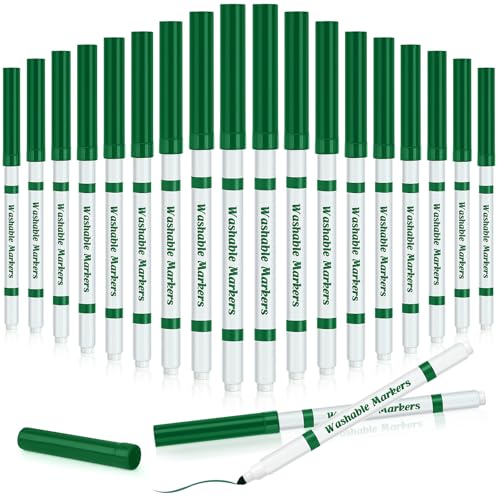 Fullhawl 18 Pcs Line Washable Markers Bulk Green Fine Tip Markers Set Coloring Thin Tip Drawing Washable Pen for Kids Art School Classroom Back to School Gender Reveal Party Supplies, Ages 6+ - color: Dark Green