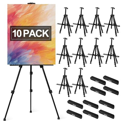 AROIC10 Pack Painting Display Easel Stand Portable Adjustable Metal Tripod Artist Canvases Height from20to66Inch Extra Sturdy forTable-Top/Floor Painting, Drawingand Displaying,Black with10StorageBag - style: 10P