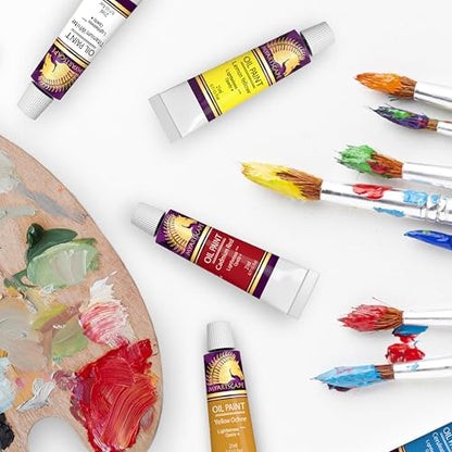 MyArtscape Oil Paint Set, 12 Colors, 12 x 0.71 fl oz (21 ml) Tubes, Artist Quality Lightfast Heavy Body Highly Pigmented Oil Paints with Excellent Coverage, Professional Painting Supplies