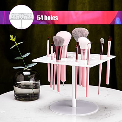 Jetec 54 Holes Acrylic Brush Holder Makeup Brush Drying Rack Collapsible Holder Stand for Acrylic Nail Lover(White) - color: White