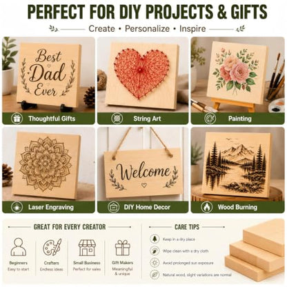 4 PCS Solid Pine Wood Blocks, 8 x 8 x 1 Inch One-Piece Unfinished Wood Panels for Wood Burning, Laser Engraving, Painting, DIY Signs, Home Decor and Craft Projects - size: 8x8x1 Inch