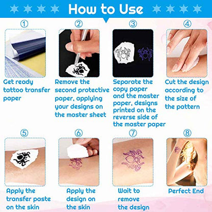 100 Sheets Tattoo Transfer Paper, Tattoo Stencil Kit 8 1/4" x 11 3/4"