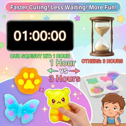 Carolart Squishy Making Kit, DIY Squishies Maker, Craft Kits for Kids | DIY squishy toys with fast curing nonsticky material, STEM arts & crafts activity kit, gift for girls and boys ages 6-12