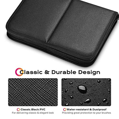 BYOOTIQUE Makeup Brush Bag Foldable Holder Organizer Portable Travel Artist Case - color: Classic Black