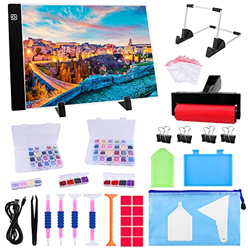 Ratukall 183PCS A4 Diamond Painting Light Pad Kit, Light Board for Diamond Painting Accessories, Tracing Light Box with 5D Painting Tools Set for Full Drill & Partial Drill Art - style: 01-A4 Light Pad Kit