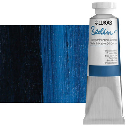 Lukas Berlin Pro Artists Water Mixable Oil Paint 37 ml Tube Prussian Blue, Water Soluble, Lightfast Pigments, Quick Drying, Easy Clean-Up, Eco-Friendly, Professional Quality, 40 Color Range - color: Prussian Blue, size: 1.25 Fl Oz (Pack of 1)