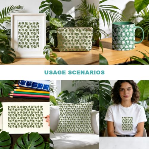 2 Sheets Monstera Leaf Silk Screen Stencil, Tropical Leaf Self-Adhesive Silk Screen Printing Stencils Reusable Mesh Stencil for Painting on Wall, Wood, T-Shirt, Home Craft Decor - style: Tropical Leaf