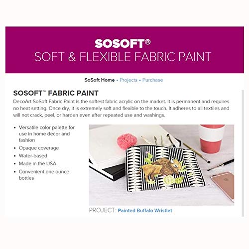 DecoArt SoSoft Fabric Acrylics Paint, 1-Ounce, Yellow/Green - color: Yellow-green