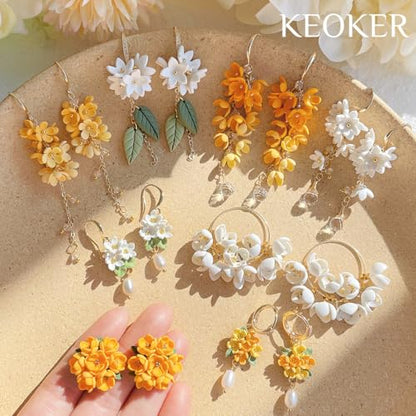 KEOKER Spring Clay Cutters, Spring Polymer Clay Cutters Flowers, Small Flower Clay Cutter, 12 Shapes Polymer Clay Cutters for Earrings, Polymer Clay Tools, Polymer Clay Earring Making Kit - color: C Color