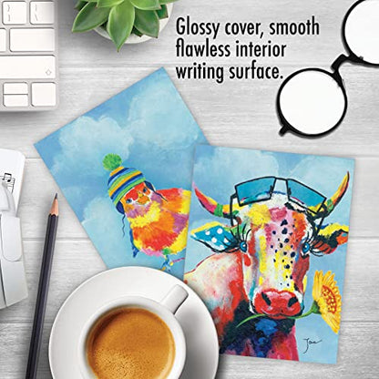 The Best Card Company - 10 Adorable Note Cards Blank (4 x 5.12 Inch) - Wildlife and Animal, Assorted Boxed Set - Funny Farm M6563OCB-NB - style: Funny Farm