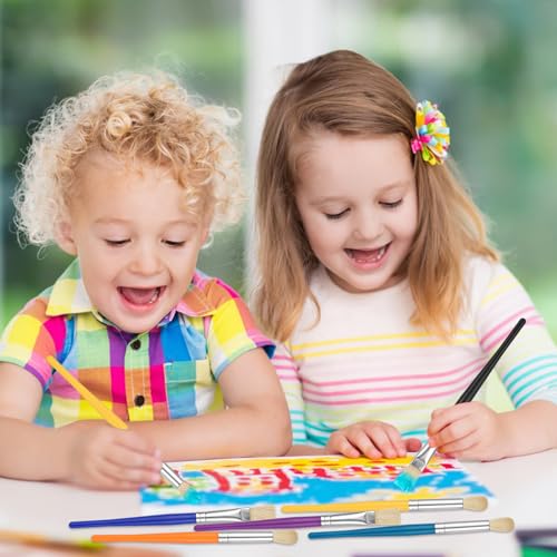 YGAOHF Kids Paint Brush Set, 10 Pcs Round and Flat, Easy Hold and Clean Toddler & Preschool Brushes for Acrylic, Oil, Watercolor, Washable Paint - color: 10pcs