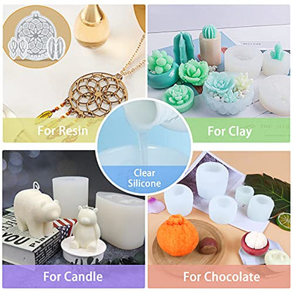 Fast Curing Silicone Mold Making Kit Translucent Liquid Rubber Food Grade 1:1 Ratio 2lb 32oz 900g