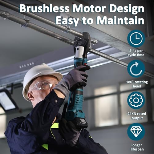 ZUPPER Compact Press Tool Kit for 1/2", 3/4", 1" Copper Pipes | Compatible with Propress 18V Electric Pipe Crimping Tool Brushless Motor 2pcs 2Ah Battery - size: 3 Jaws (1/2", 3/4", 1")