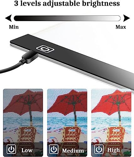 A3 LED Light Pad for Diamond Painting,Ratukall Diamond Art Light Board Kit,Adjustable Brightness Light Box for Tracing with Diamond Painting Accessories and Tools Includes Storage Case, Pens,Stand - style: 02-A3 Light Pad Kit