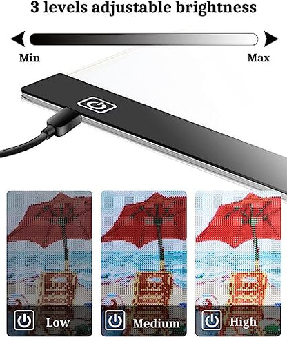 A3 LED Light Pad for Diamond Painting,Ratukall Diamond Art Light Board Kit,Adjustable Brightness Light Box for Tracing with Diamond Painting Accessories and Tools Includes Storage Case, Pens,Stand - style: 02-A3 Light Pad Kit