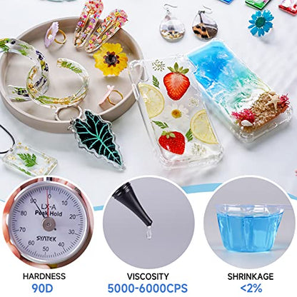 Bundle Set of LET'S RESIN Upgraded 1,000g Crystal Clear UV Resin and 200g High Viscosity Crystal UV Resin