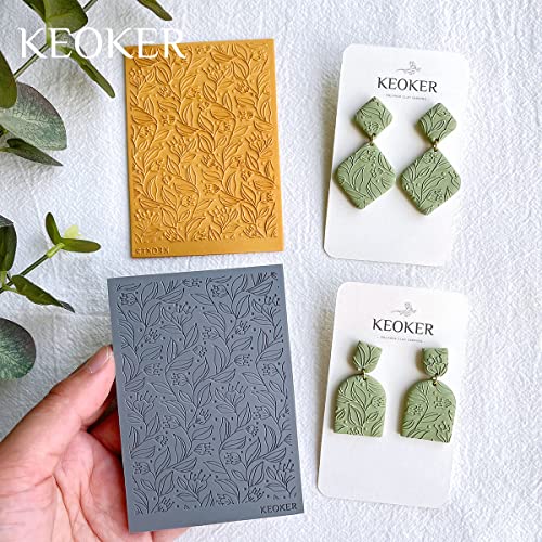 Keoker Polymer Clay Texture Sheets, Clay Texture Mat for Making Earrings Jewerly, Polymer Clay Earrings Tools (No. 7-8) - color: 7-8