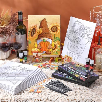 Sherr 12 Pcs Pre Drawn Canvas Pre Printed Canvas for Adults Sip and Paint Party Canvases Painting Kit for Summer Easter Mother's Day Party Favor(Thanksgiving,8 x 10 Inch) - size: 8 x 10 Inch, style: Thanksgiving