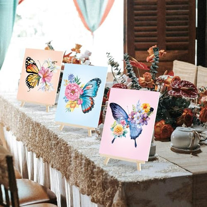 Dinifee 6 Pack Pre Drawn Canvas for Painting Pre Printed Canvas Kit 8 x 10 Inch Stretched Cotton Paint and Sip Set for Adults Couple Party Graduation Summer Date Night(Butterfly) - style: Butterfly