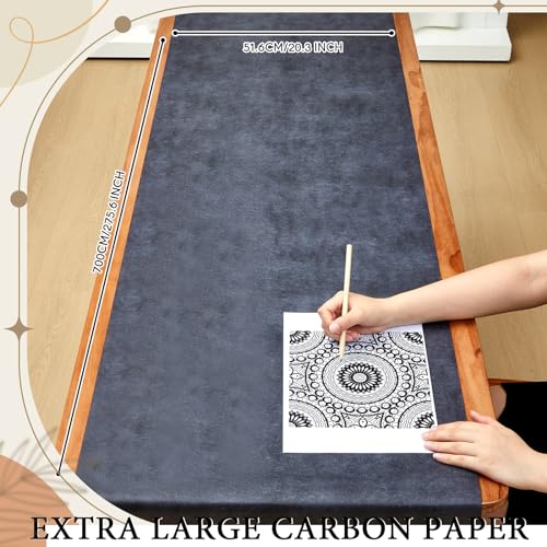 Dinifee 2 Sheets 23 ft Large Graphite Carbon Transfer Paper for Tracing Black Waxed Carbon Paper for Drawing Patterns on Wood Projects, Canvas Fabric and Crafts Supplies,1.6 ft Wide