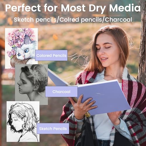 FLYING EAGLE Hardcover Sketchbook for Drawing 8.5 x 11 Spiral Sketch Book for Adults Women Kids with 100gsm 68lb 120 Sheets Premium Paper Sketch Pad for Drawing Books Notebook Art Supplies, Purple - color: Purple