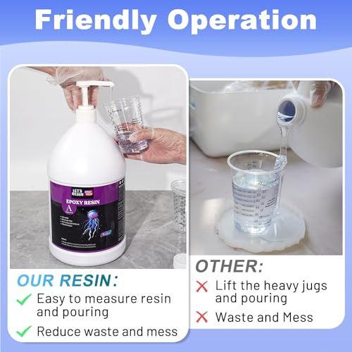LET'S RESIN EPOXY RESIN 4 Gallon Epoxy Resin with Pumps, Bubble Free & High-Gloss Resin Kit, Crystal Clear Epoxy and Hardener for DIY Art, Molds Casting,Craft - size: 4 gallon