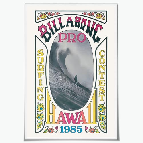 Vintage Hawaii Surf Poster Canvas Print Retro Surfing Competition Wall Art Coastal Beach Wall Picture Decor for Living Room Bedroom Bathroom California Wave Riding Shack Artwork 12x18inch Unframed - color: Style-2 Unframed, size: 12"L x 18"W