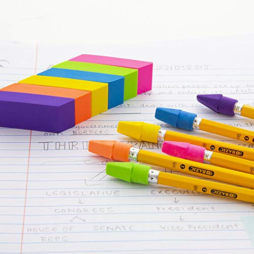 BAZIC Products Bevel Block Erasers, 6 Count, 2-Pack | neon beveled block erasers; soft latex-free; PVC-free rubber; Clean erase; smudge-resistant; school; home; art - color: 6-count, size: 2-Pack