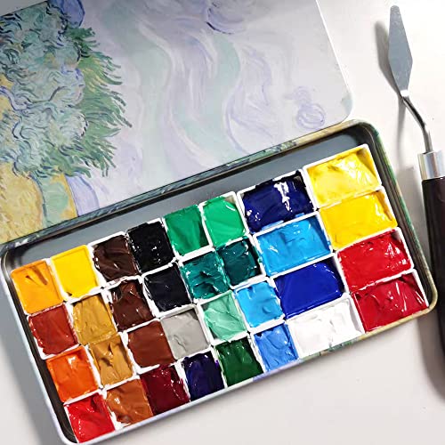 FCLUB Metal Watercolor Palette Empty with 20 Full Pans and Magnetic Strips | Lightweight Paint Tray Palettes, With 3ml Pans and 3M Magnetic Squares, DIY Art Palettes, Paint Holder, Painting Palette - color: Wheat Field, size: Pack of 20 Full Pans