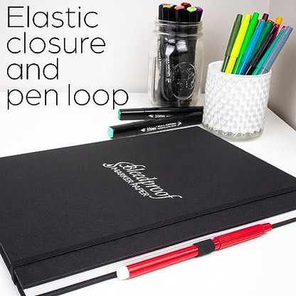 WA Portman A4 Bleedproof Marker Paper Sketchbook for Drawing – 60 Sheets/120 Pages Alcohol Marker Paper Pad with 157 GSM Thick Pages – Durable Sketchbook Hardcover – Ideal Journaling Book for Artists