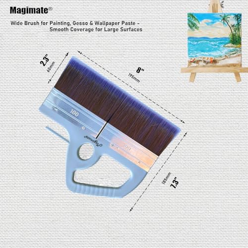 Magimate 8 Inch Large Paint Brush, Extra Wide Soft Synthetic Flat Applicator for Varnish Painting, Wallpaper Paste, Furniture Coating, Fence Staining & Art Gesso Application – Pack of 2