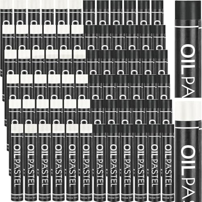 Nezyo 72 Pieces Black and White Oil Pastels Bulk for Artists Soft Oil Crayons Single Color Hexagonal Creamy Pastel Refill Set for Teachers Beginners Artists Painting Drawing Relaxing Blending - color: Black,White