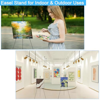 3 Pack Easel Stand for Display Wedding Sign & Poster, 63" Black Portable Metal Painting Easels Adjustable Art Easel Tripod Collapsible Floor Easel for Display Show, Arts,Crafts,Painting, - style: Black