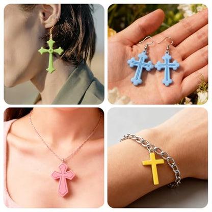 11Pcs Cross Polymer Clay Cutters Crosses Clay Earrings Cutters Polymer Jewelry Cutter for Earrings Making Party Festival DIY Supplies - color: Cross