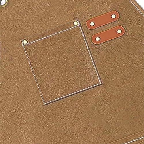 AFUN Aprons for Men Women with Large Pockets, 16-Ounce Cotton Canvas Cross Back Apron - color: Brown