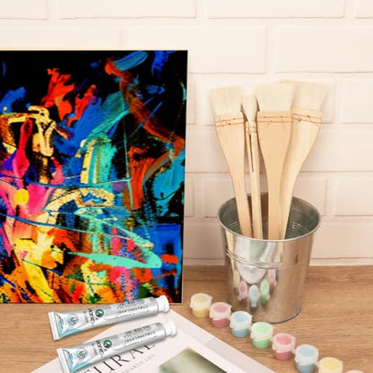 12 Pack Hake Brush, 1in / 1.5 in / 2in / 2.5in Flat Hake Brushes Set, Crafted with Premium Goat Hair Bristles, Ideal for Watercolor, Wash, Ceramic and Pottery Painting - size: 12 Pack (1in/1.5in/2in/2.5in)