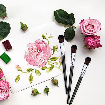 10 Pcs Mop Brush for Acrylic Painting 1 Inch Oval Blending Brushes Artist Paint Brushes for Acrylic Watercolor Oil Painting Face Body Art