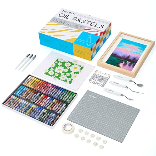 MEEDEN Soft Oil Pastels Set: 102Pcs Oil Pastel Kit with 72 Colors & 6 White Pastel - All in One Oil Crayons with Paper, Palette Knife, Masking Tape - Art Supplies for Artists Beginners Adult Christmas