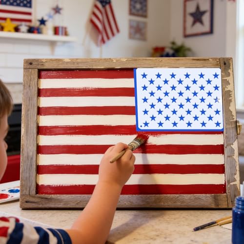 12 Pcs Independence Day Star Stencils for Painting Set, Reusable 4th of July Multiple Sizes Painting Templates, Memorial Labor Day Patriotic Stencil Craft Drawing Templates DIY Scrapbook, Wood Signs - style: Independence Day Star