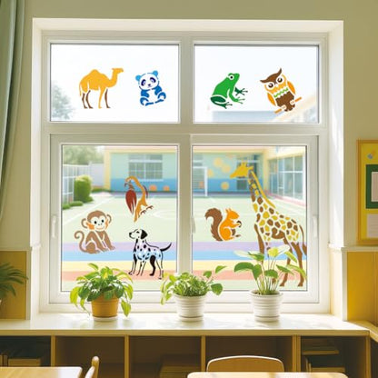 12 Pcs Animal Stencils for Painting, 31 Styles Cute Animal Painting Stencils Reusable Plastic Drawing Templates for Scrapbooking DIY Art Craft - style: Animal