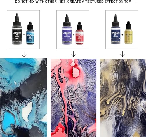 KAMENSKAYA Delaminating Alcohol Inks - Delaminating Ink Set 'Volcano' - 8 pcs. 1 Fl Oz (30 ml) Each - color: Volcano