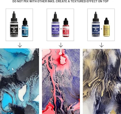 KAMENSKAYA Delaminating Alcohol Inks - Delaminating Ink Set 'Volcano' - 8 pcs. 1 Fl Oz (30 ml) Each - color: Volcano