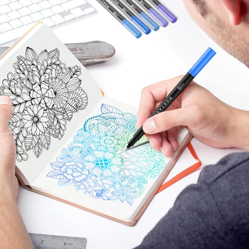 Blue Markers, 12 Pack Dual Brush Pens Drawing Markers for Art Sketching - color: Blue